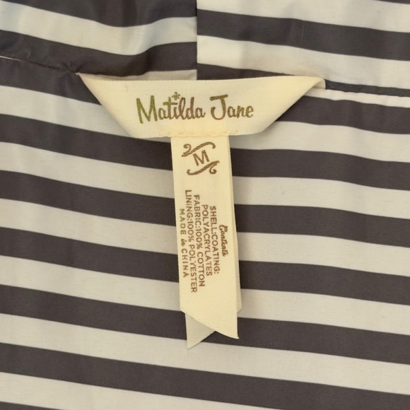 Matilda Jane Olive Green Hooded Utility Jacket Peplum Pleated Anorak Medium - Picture 6 of 7